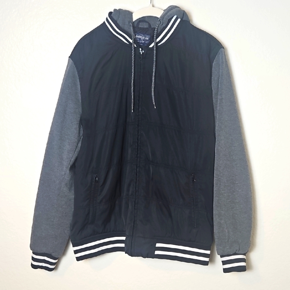 American Rag Black and Gray Bomber Jacket